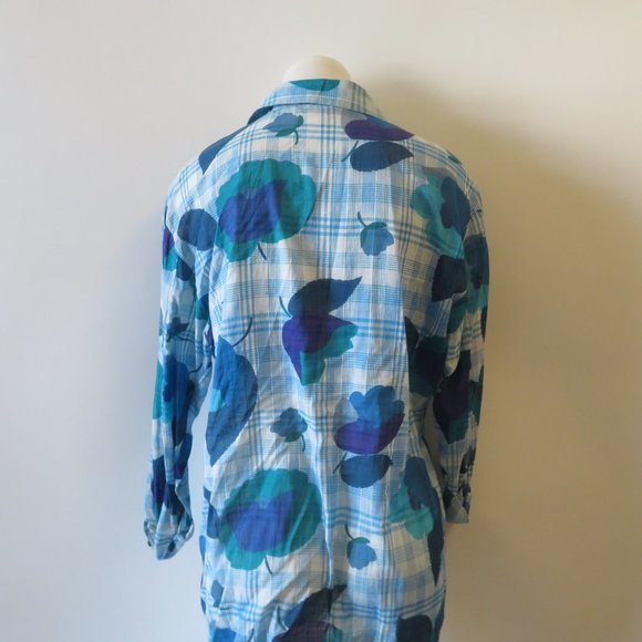 MISSONI BLUE WHITE LONG SLEEVE BLOUSE SZ L* - Picture 3 of 6